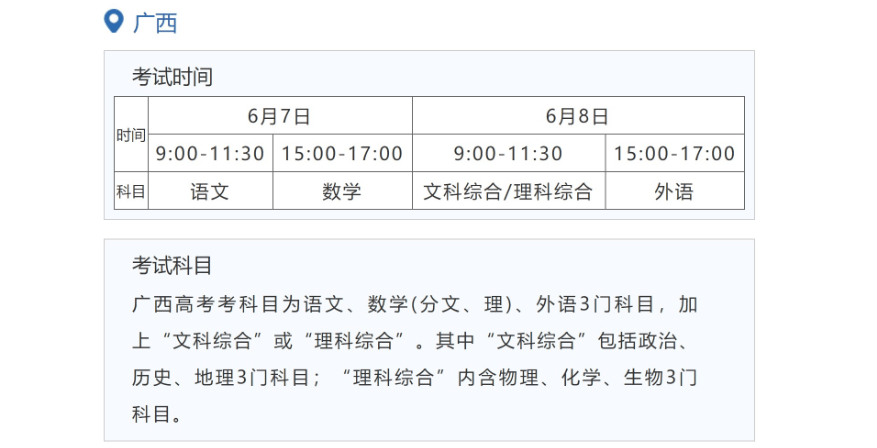 2022年广西高考时辰支配,广西高考时辰2022详细时辰表
