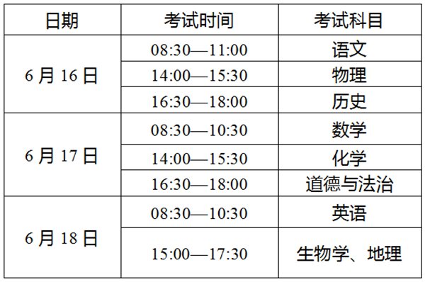2022年云南中考时辰支配表,云南中考2022详细时辰