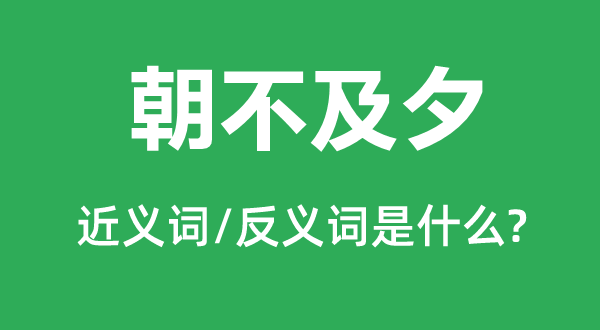 朝不迭夕的近义词和反义词是甚么,朝不迭夕是甚么意义