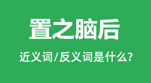 置之脑后的近义词和反义词是甚么,置之脑后是甚么意义
