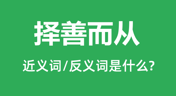 择善而从的近义词和反义词是甚么,择善而从是甚么意义