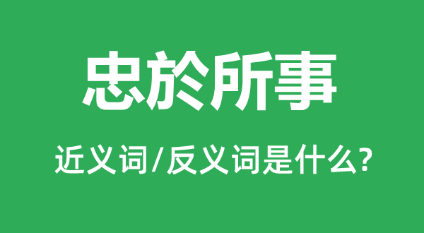 忠於所事的近义词和反义词是甚么,忠於所事是甚么意义