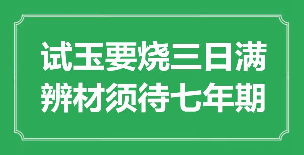 “试玉要烧三日满，辨材须待七年期”是甚么意义,来由是那里