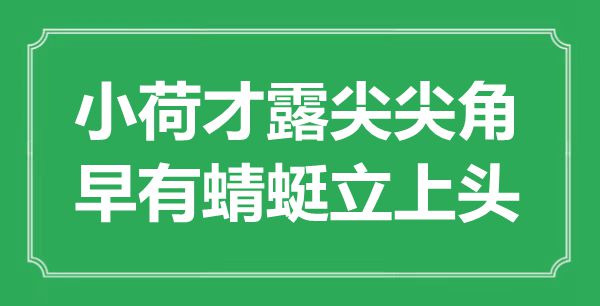 “小荷才露尖尖角,早有蜻蜓立上头”是甚么意义,来由是那里