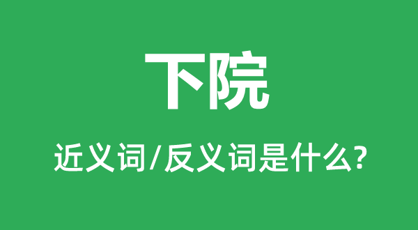 下院的近义词和反义词是甚么,下院是甚么意义