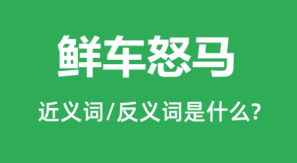 鲜车怒马的近义词和反义词是甚么,鲜车怒马是甚么意义
