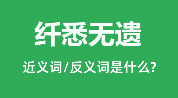 纤悉无遗的近义词和反义词是甚么,纤悉无遗是甚么意义