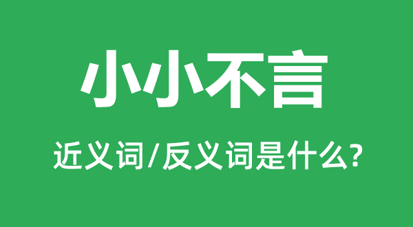 小小不言的近义词和反义词是甚么,小小不言是甚么意义