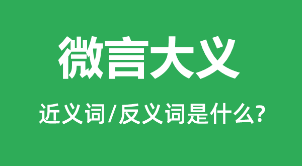 微言大义的近义词和反义词是甚么,微言大义是甚么意义