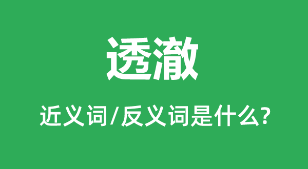 澈底的近义词和反义词是甚么,澈底是甚么意义