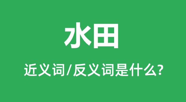 水田的近义词和反义词是甚么,水田是甚么意义
