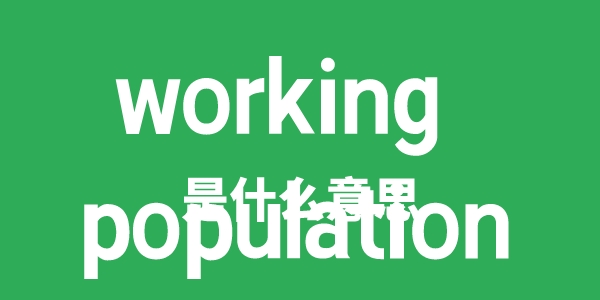 working population是甚么意义