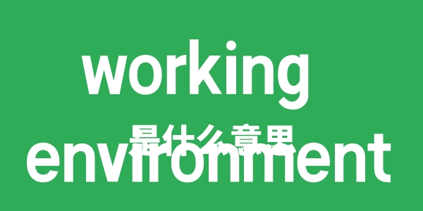 working environment是甚么意义