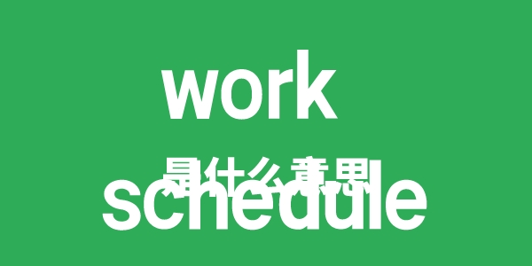 work schedule是甚么意义