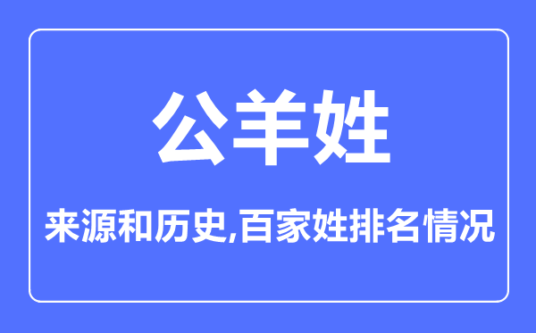 公羊姓的来历和汗青,公羊姓在百家姓排名第几？
