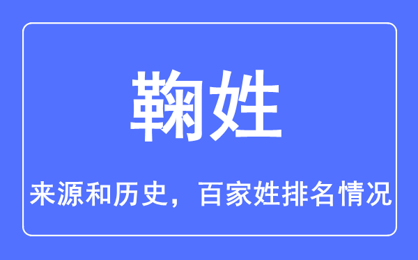 鞠姓的来历和汗青,鞠姓在百家姓排名第几?