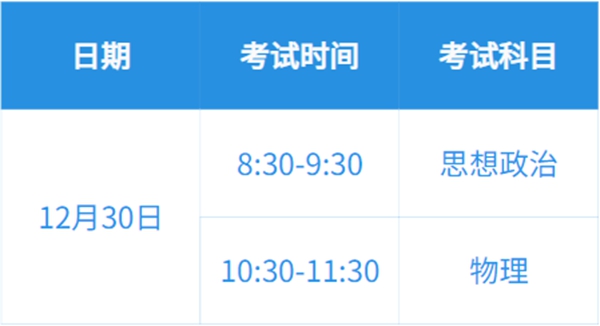2023年天津高中各科会考时辰支配一览表