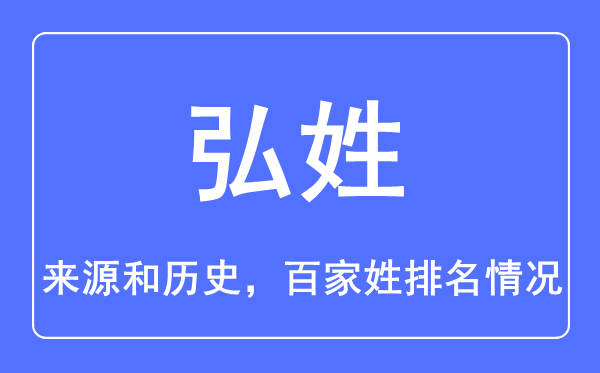 弘姓的来历和汗青,弘姓在百家姓排名第几？