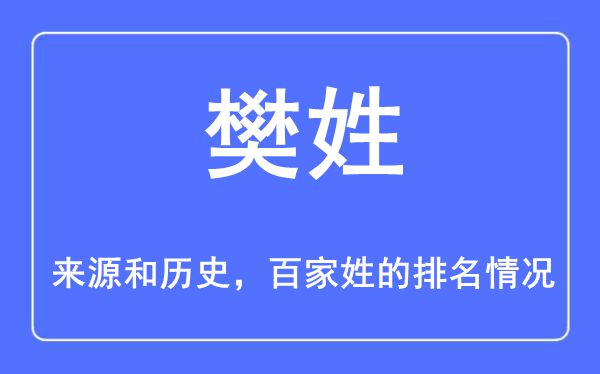 樊姓的来历和汗青,樊姓在百家姓排名第几？