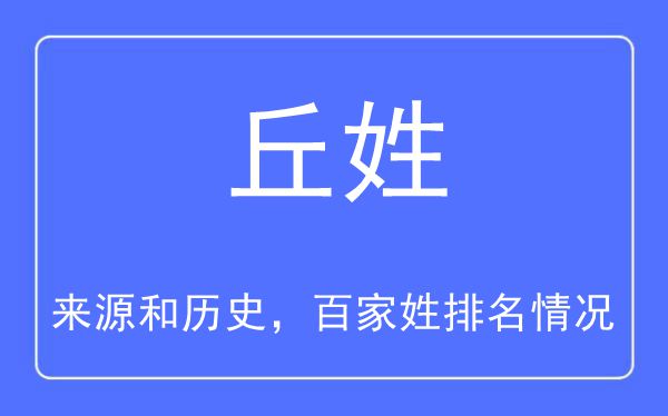 丘姓的来历和汗青,丘姓在百家姓排名第几？