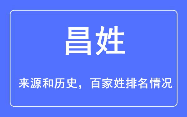 昌姓的来历黄汗青,昌姓在百家姓排名第几？
