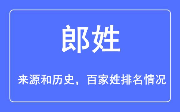 郎姓的来历黄汗青,郎姓在百家姓排名第几？