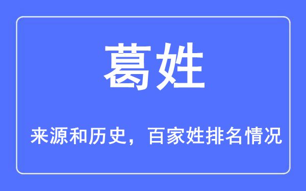 葛姓的来历黄汗青,葛姓在百家姓排名第几？