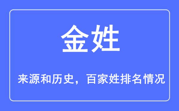 金姓的来历黄汗青,金姓在百家姓排名第几?