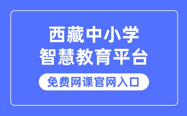西藏中小学聪明教导平台收费网课官网进口
