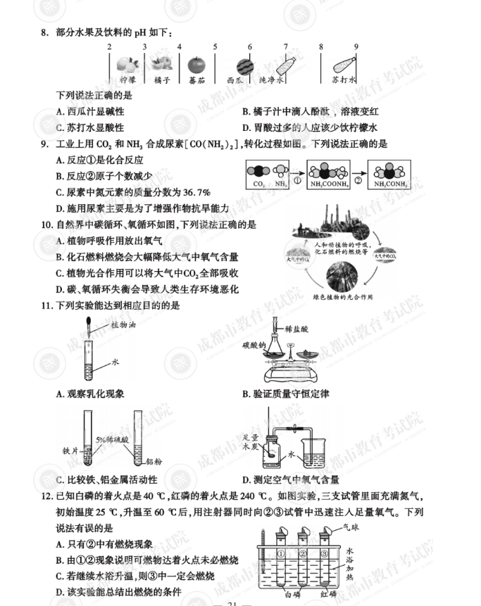 2023年成城市中考化学试卷真题及谜底