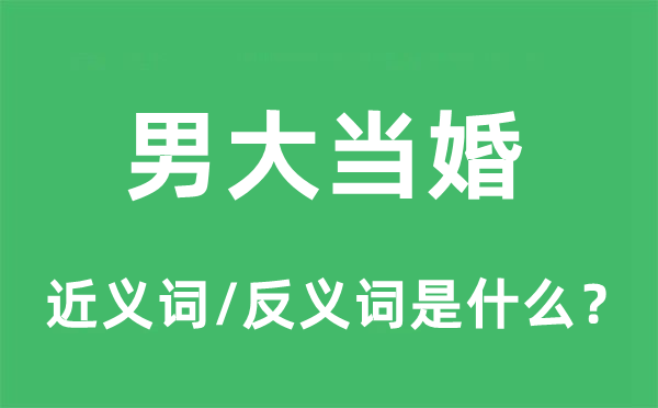 男大当婚的近义词和反义词是甚么,男大当婚是甚么意义