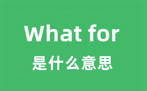 What for是甚么意义