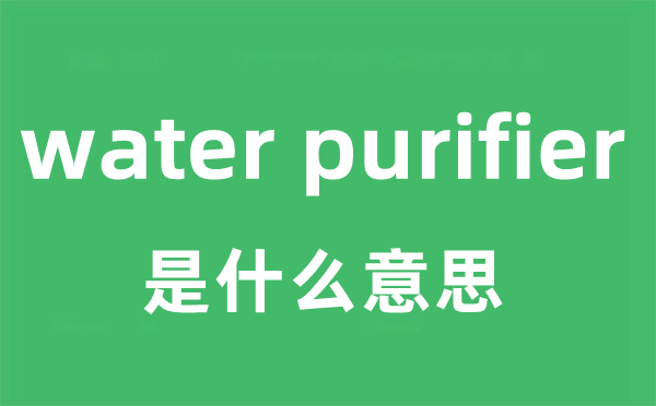 water purifier是甚么意义