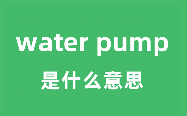 water pump是甚么意义