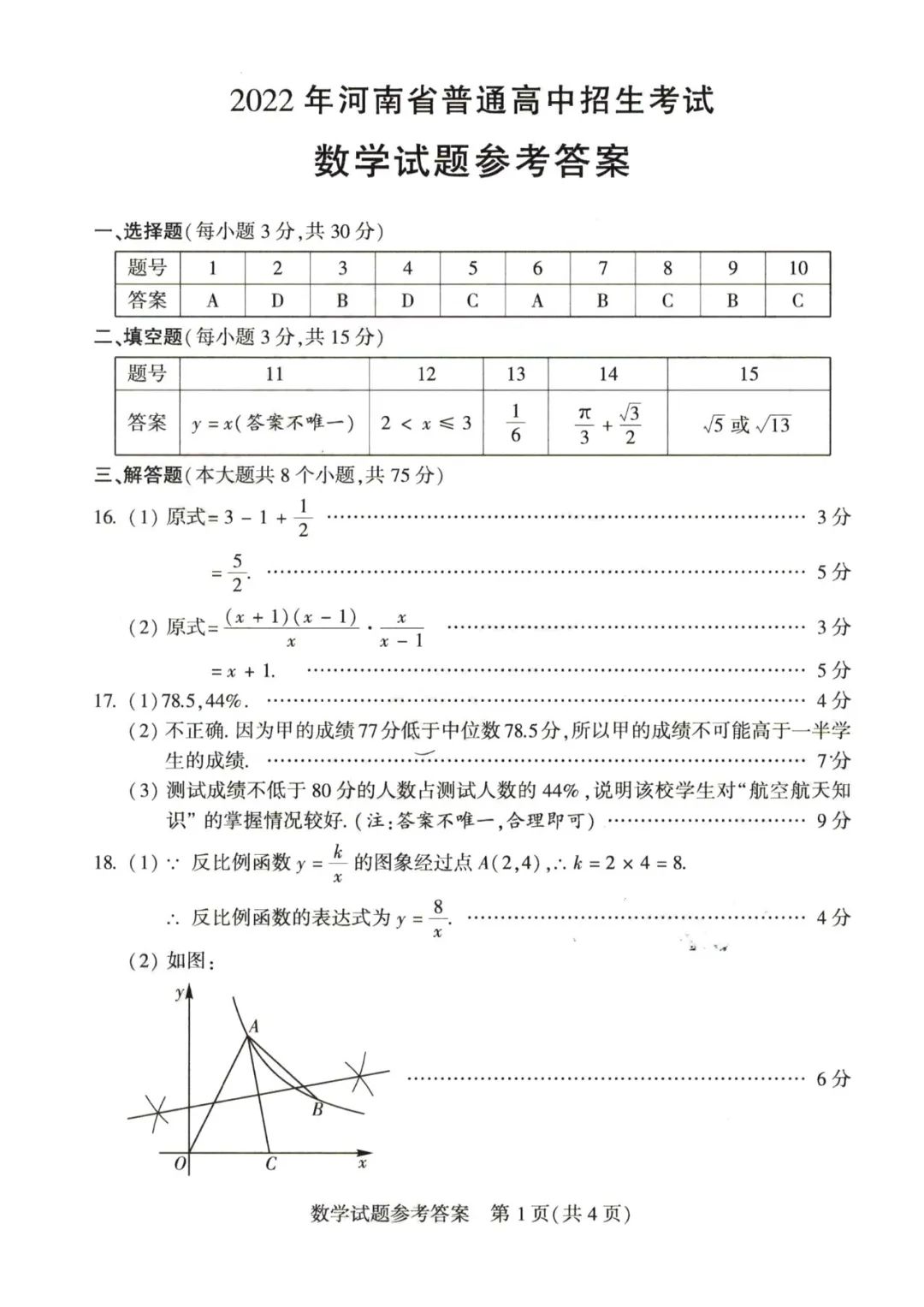2023年郑州中考数学试卷真题及谜底