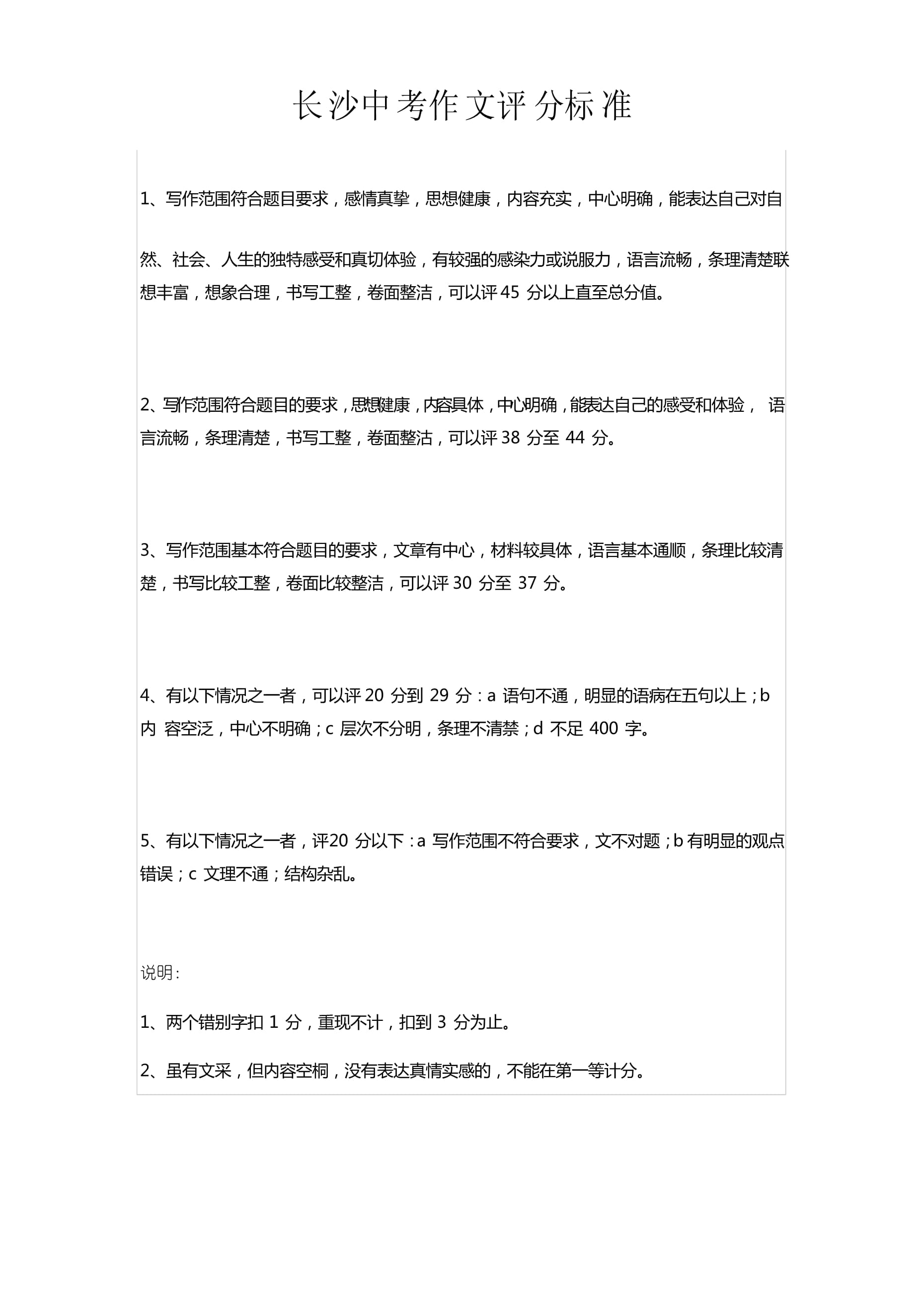 长沙中考作文满分几多分,长沙市中考作文评分规范及细则