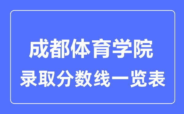 2023年高考几多分能上成都体育学院？附各省登科分数线