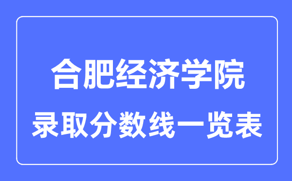 2023年高考几多分能上合肥经济学院？附各省登科分数线