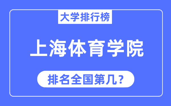 2023年上海体育学院排名,最新天下排名第几