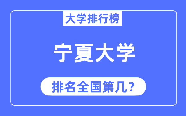 2023年宁夏大学排名,最新天下排名第几