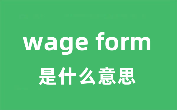 wage form是甚么意义