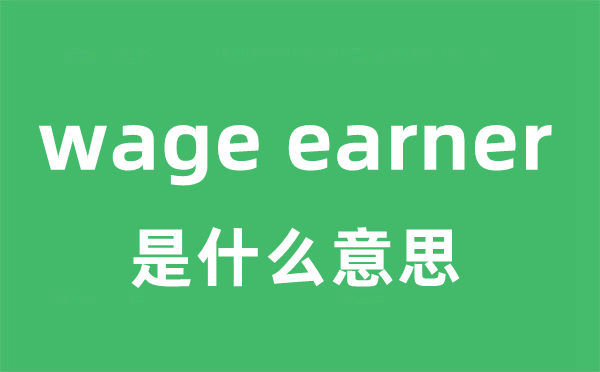 wage earner是甚么意义