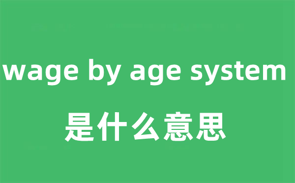 wage by age system是甚么意义