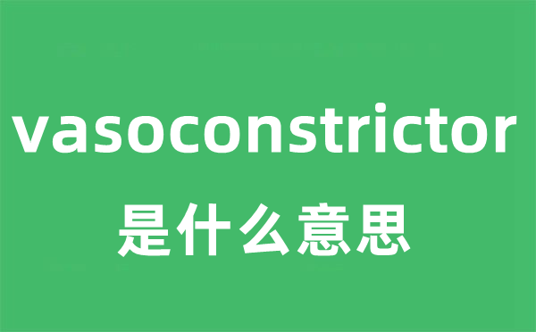 vasoconstrictor是甚么意义