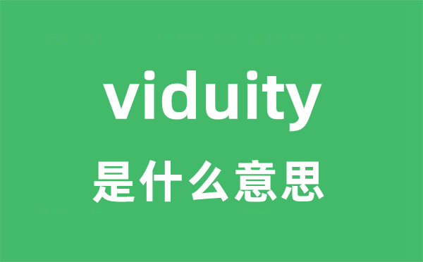 viduity是甚么意义