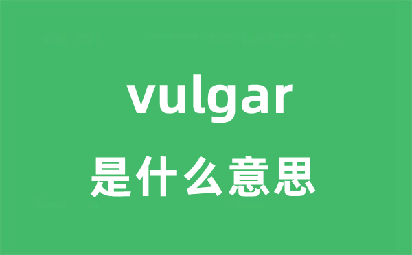 vulgar是甚么意义