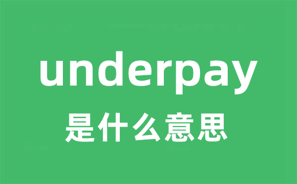 underpay是甚么意义