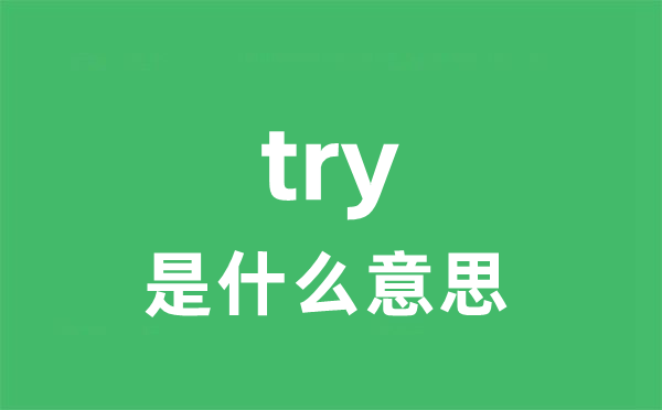 try是甚么意义