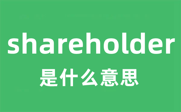 shareholder是甚么意义
