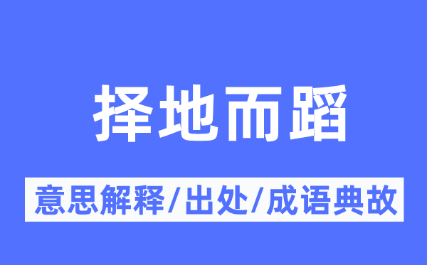 择地而蹈的意义诠释,择地而蹈的来由及针言典故